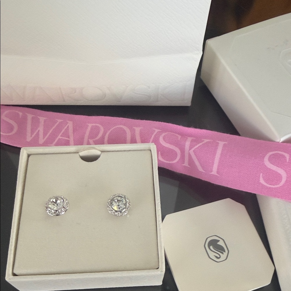 Swarovski Silver and Crystal Round Earrings